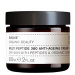 En krukke med Evolve Organic Beauty Multi Peptide 360 Anti-ageing Cream 60 ml.