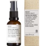 En flaske Evolve Organic Beauty Peptide 360 Serum 30 ml ved siden af en æske.